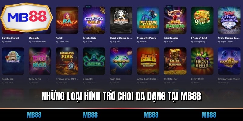 Những loại hình trò chơi đa dạng tại MB88